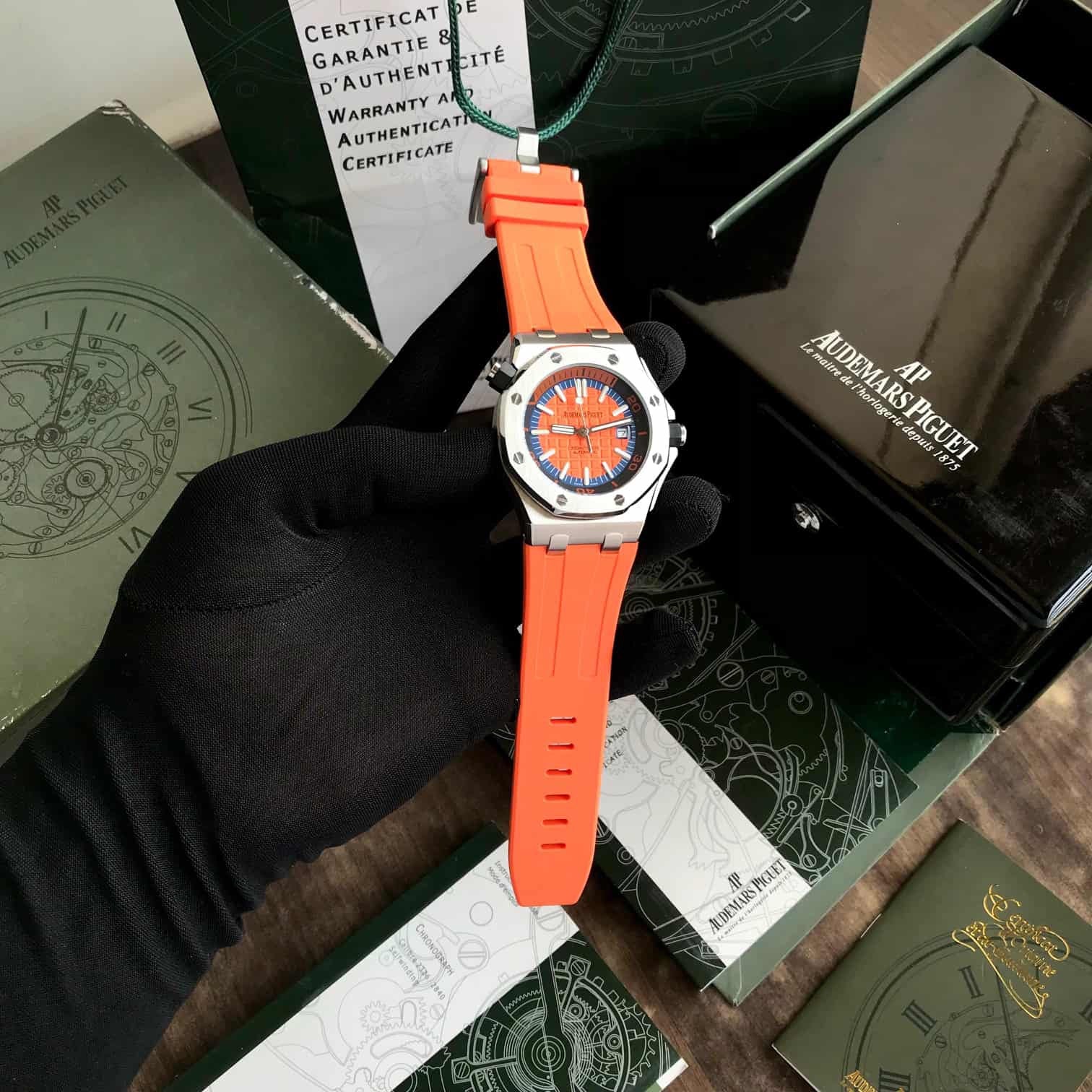 Audemars Piguet Royal Oak Offshore Stainless Steel Orange Dial Automatic Mens Watch
