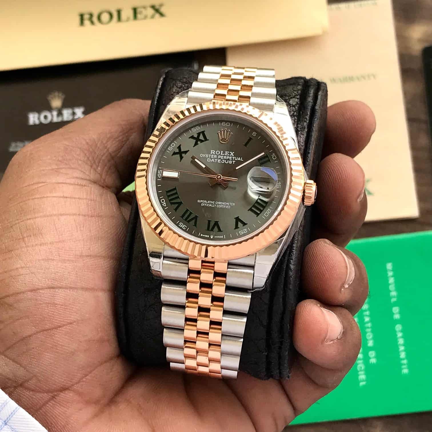 Rolex Date-just Roman Jubilee 41mm Steel and Everose Gold Swiss ETA Men’s Watch