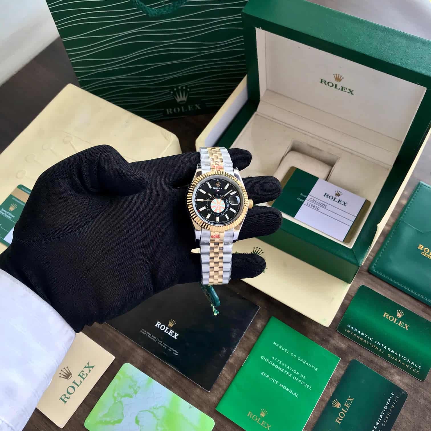 Rolex SkyDweller Black Dial Two Tone Jubli Chain Automatic Men’s Watch