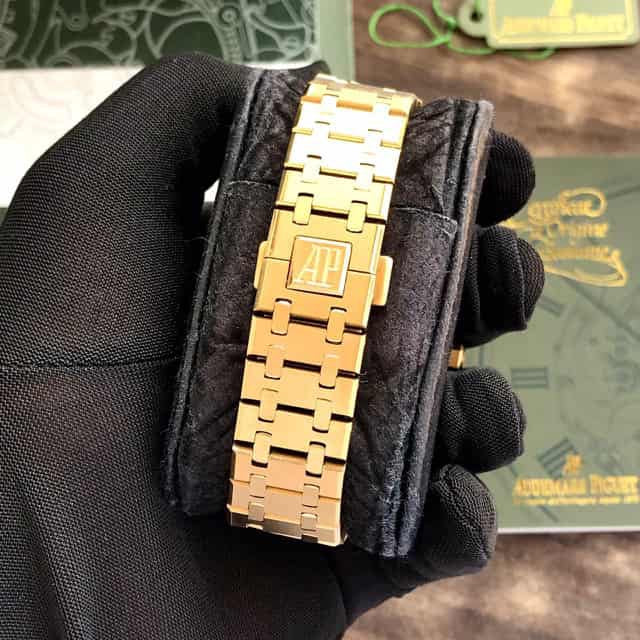 Audemars Piguet Royal Oak Double Balance Wheel Open worked Full Gold Skeleton Dial Automatic Mens Watch