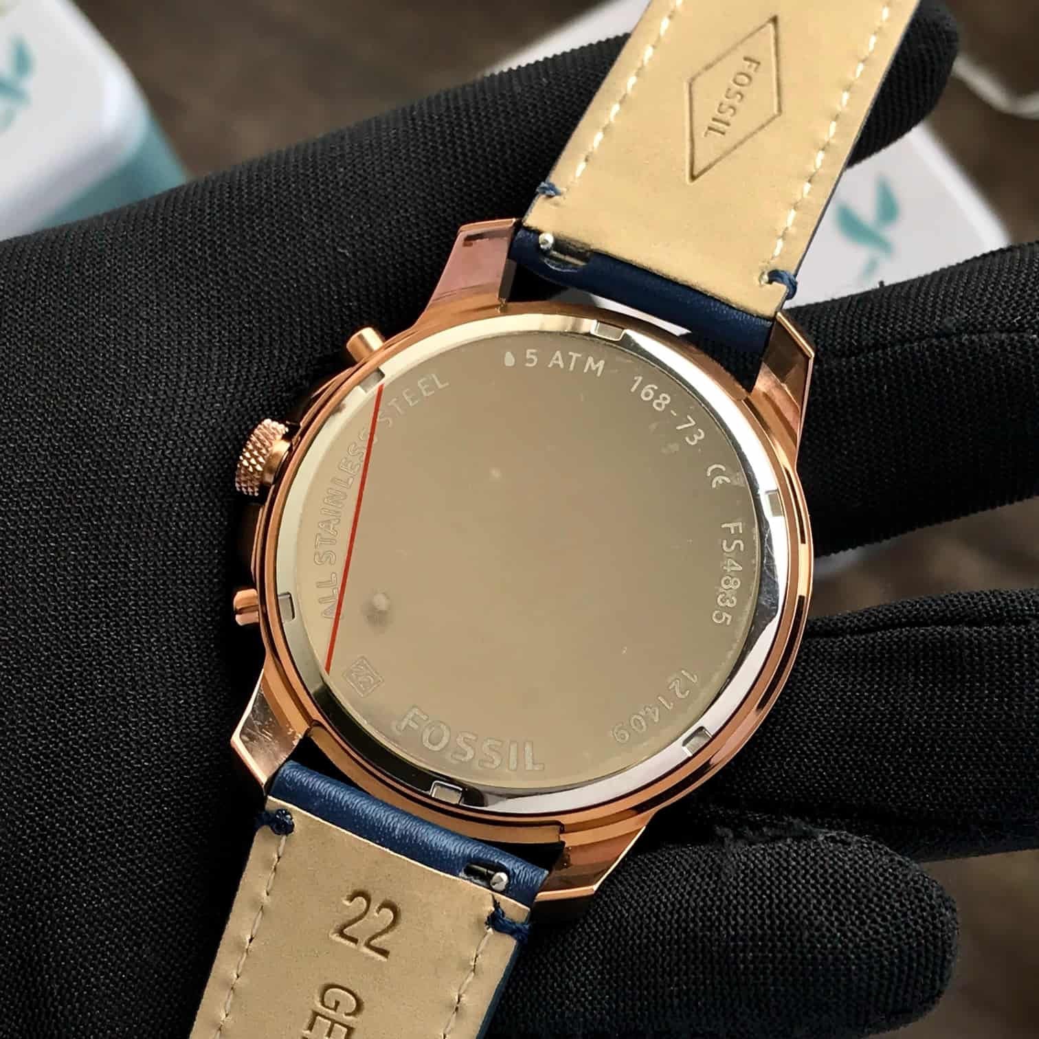Fossil Grant Chronograph Rosegold Blue Mens Watch
