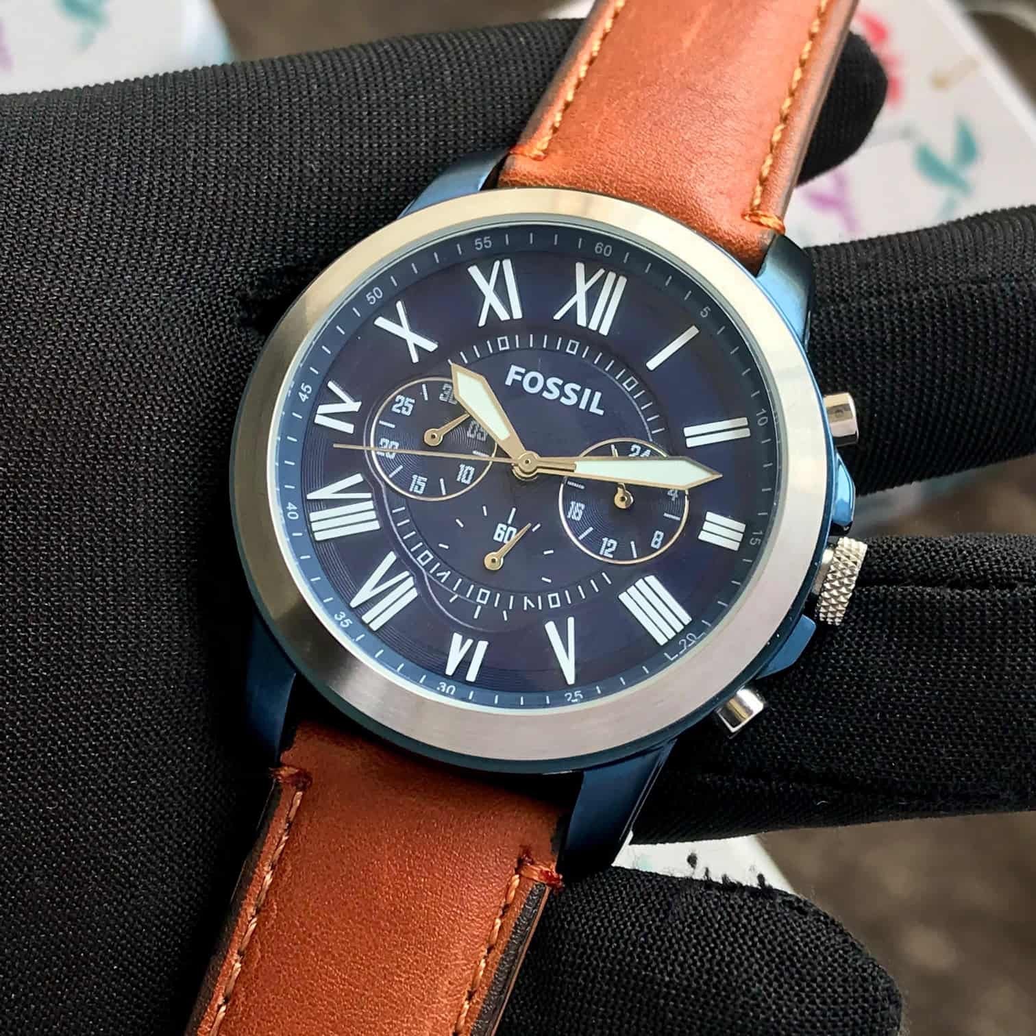 Fossil Grant Quartz Stainless Steel and Leather Chronograph Mens Watch