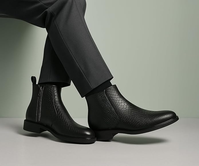 Auro Vibe Boots with Textured Finish | Formal & Smart Casual Boots