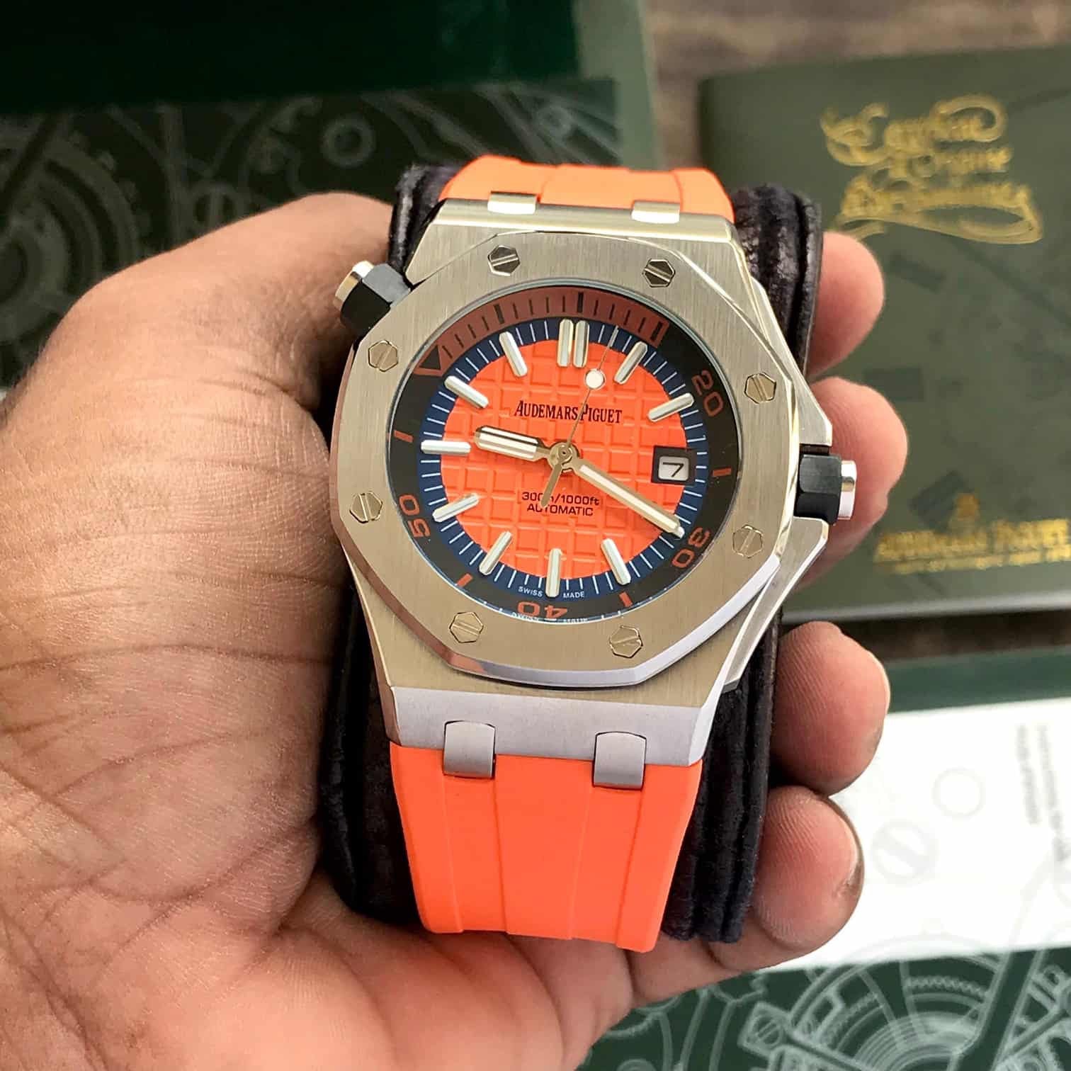 Audemars Piguet Royal Oak Offshore Stainless Steel Orange Dial Automatic Mens Watch