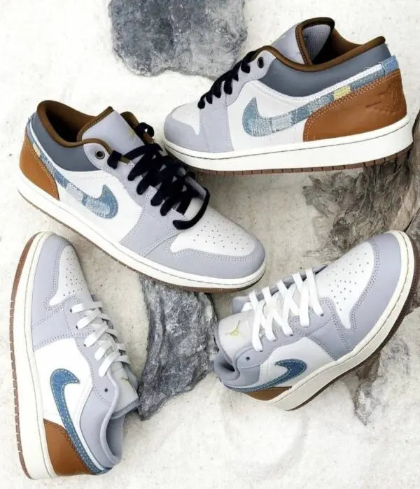 Nike Air Jordan 1 Low SE Phantom Repaired Denim Swoosh
