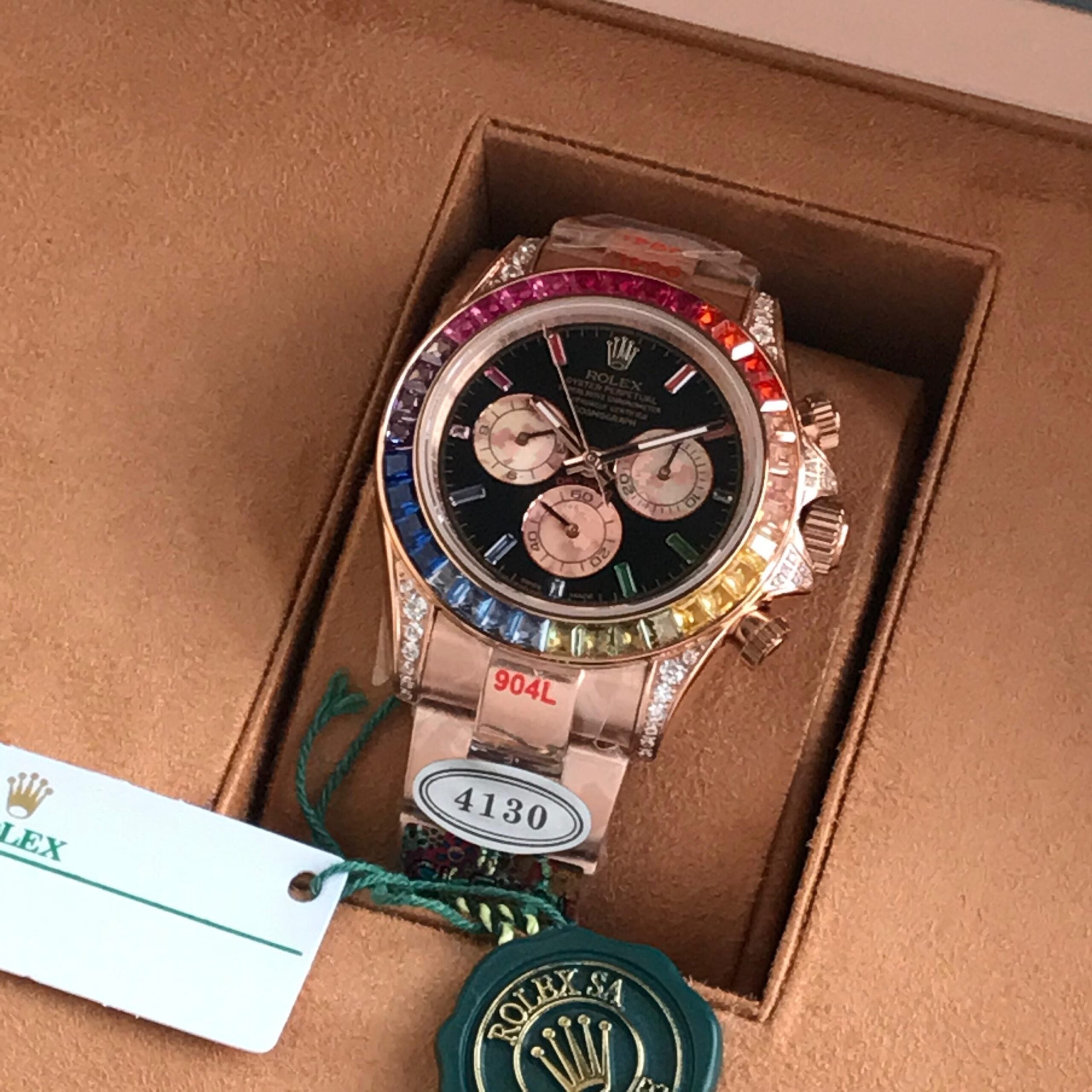 Rolex Cosmograph Daytona Rainbow Rosegold Swiss ETA Automatic Mens Watch