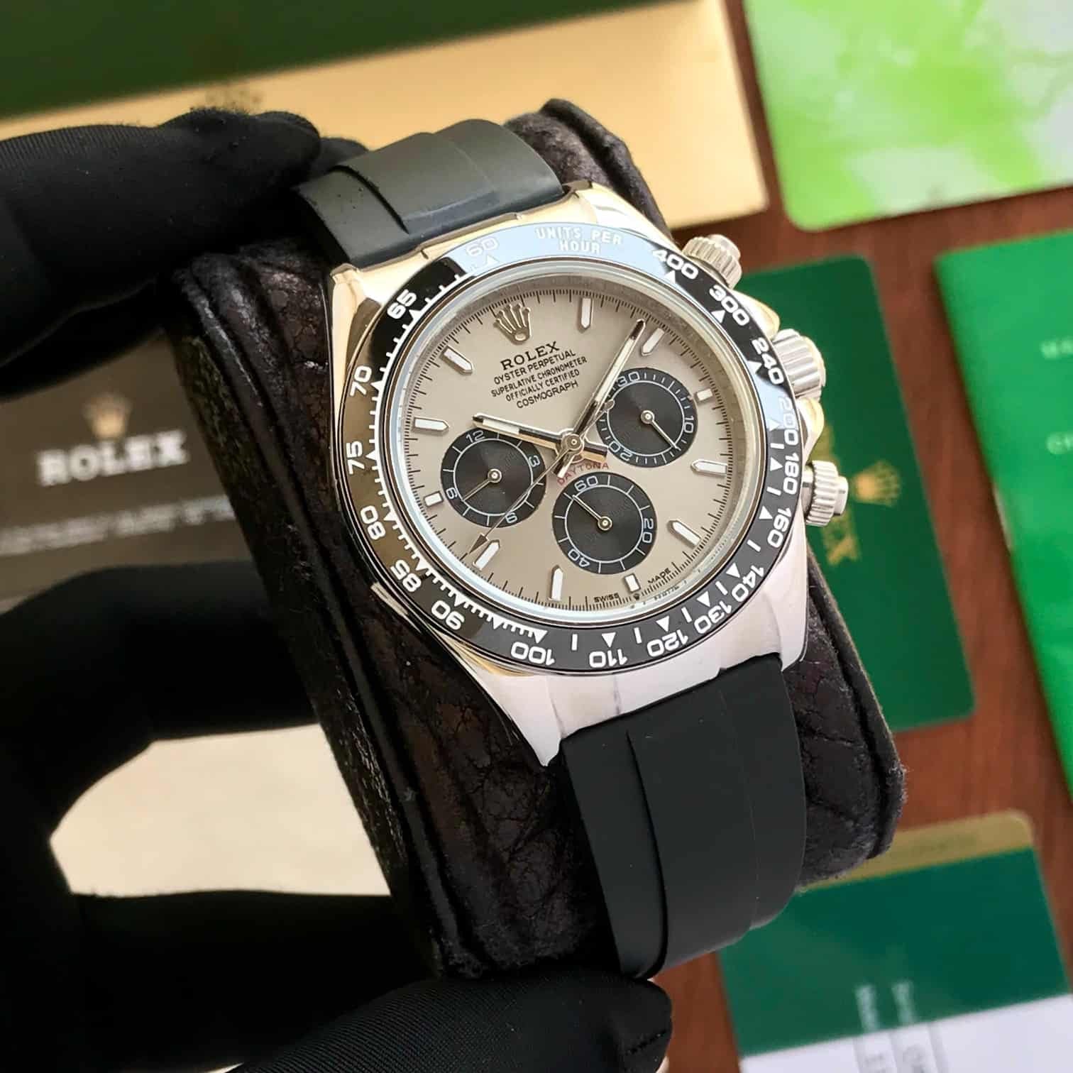 Rolex Daytona Silver Grey Dial Black Rubber Strap Automatic Men’s Watch