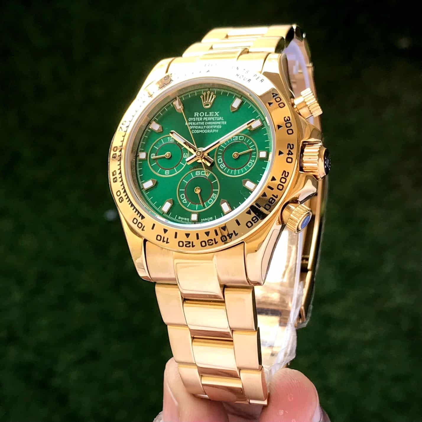 Rolex Cosmograph Daytona Gold & Green Dial Japanese Automatic Mens Watch