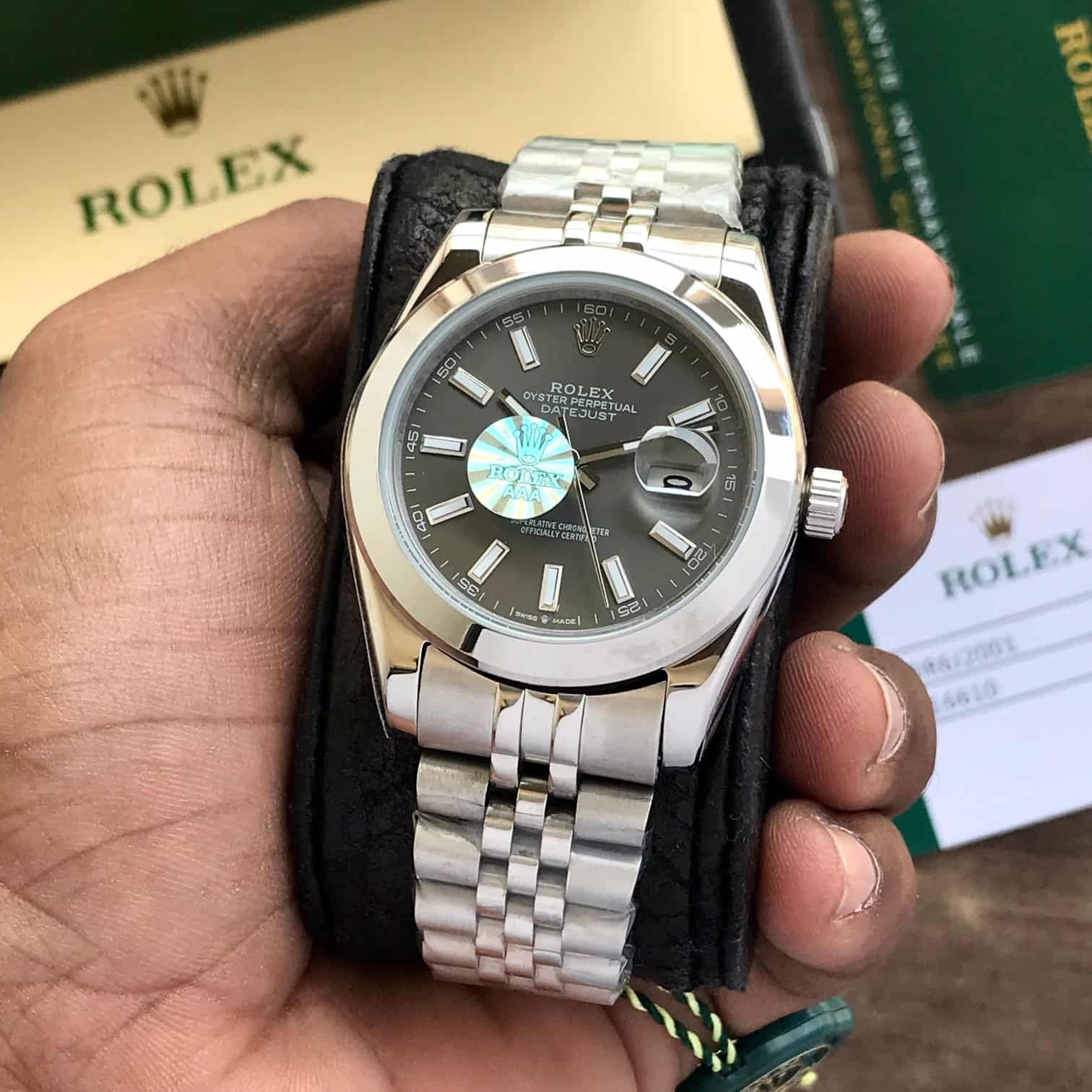 Rolex Date Just 41 Grey Dial Japanese Automatic Mens Watch