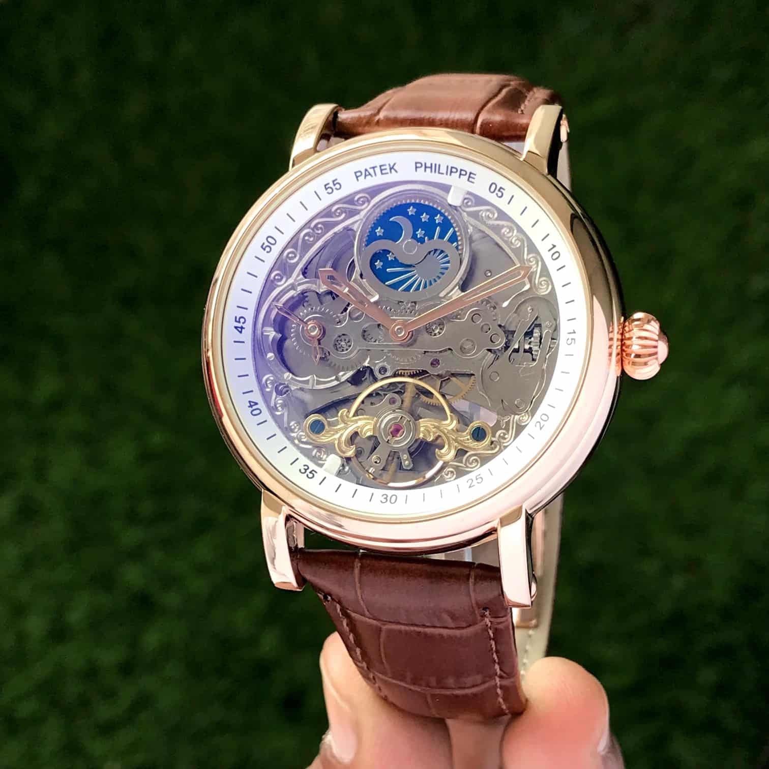 Patek Philippe Skeleton Dial Japanese Automatoc Mens Watch