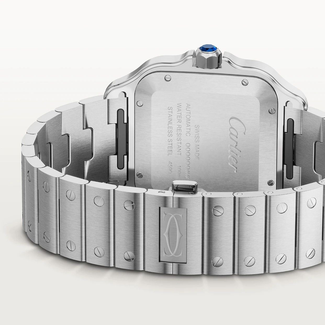Cartier De Santos Silver Blue Swiss ETA Movement Automatic Men’s Watch
