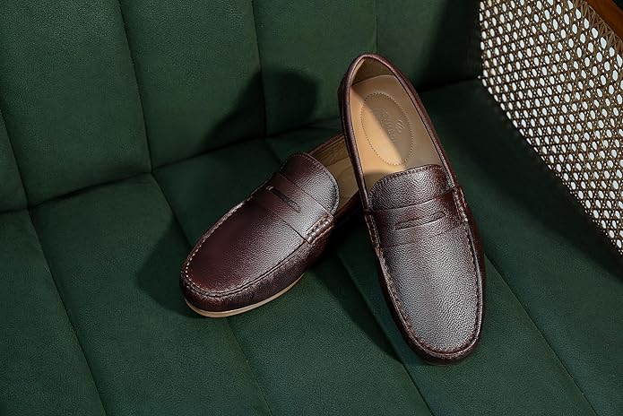 Auro Vibe Premium Mens Smart Casual Driver Leather Shoes