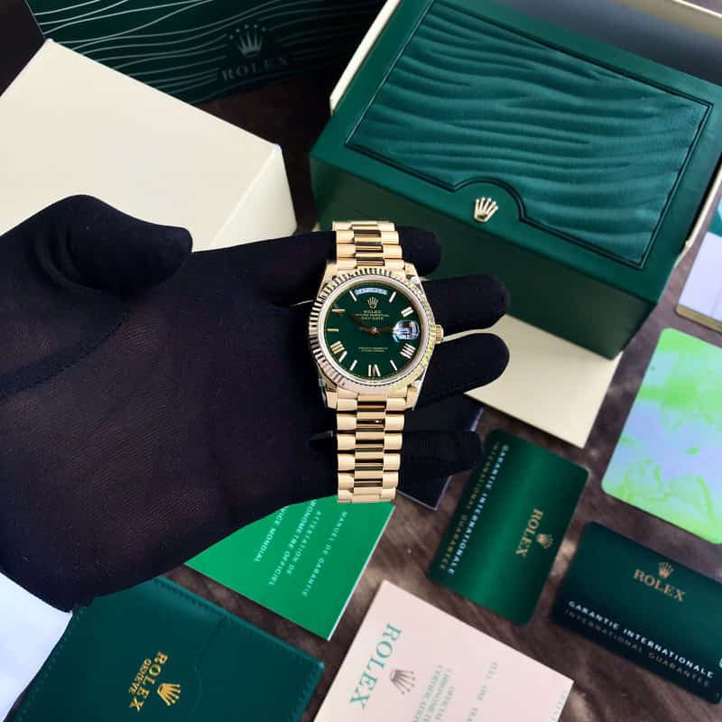 Rolex Day-Date 40 Yellow Gold Green dial Swiss ETA Machinery Mens Watch