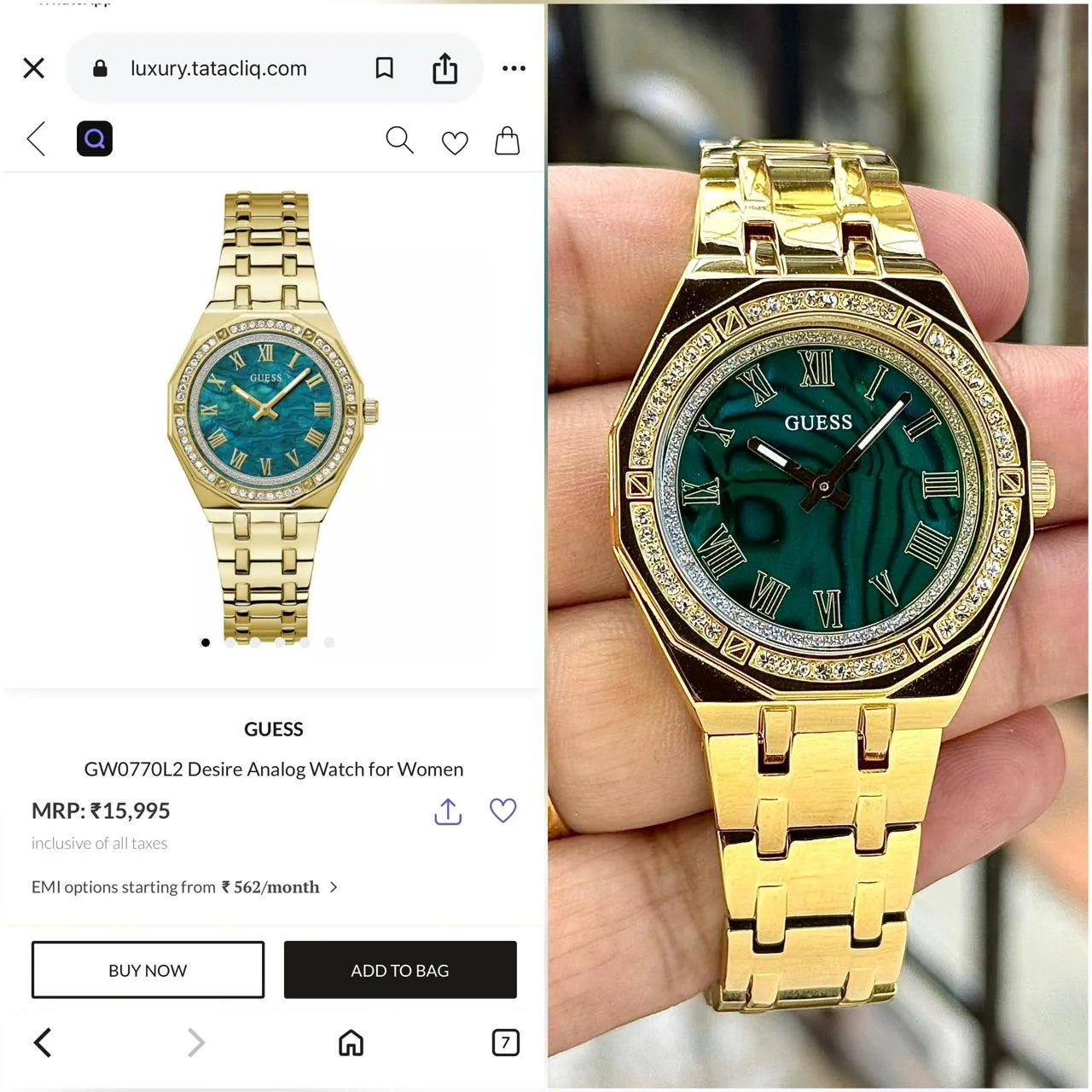 Guess Emerald Green Marble Green Dial