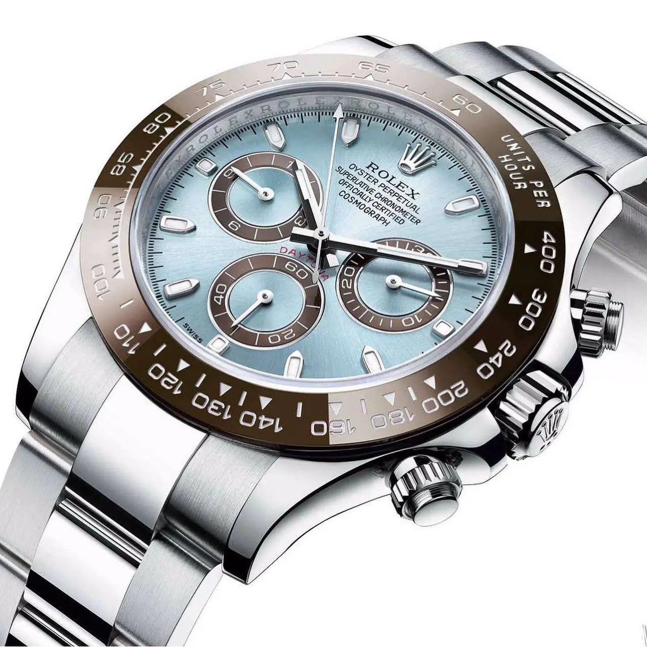Rolex Cosmograph Daytona Platinum Ice Blue Dial – Premium Watch for Men with Ceramic Ring Professional Racing Heritage Meets Timeless Luxury
