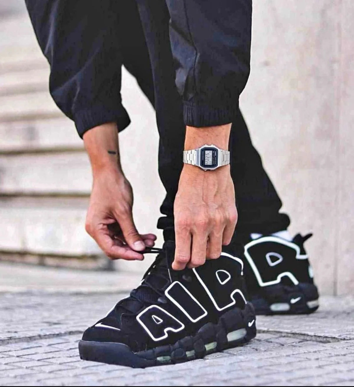 Nike Air More Uptempo Black Sneakers