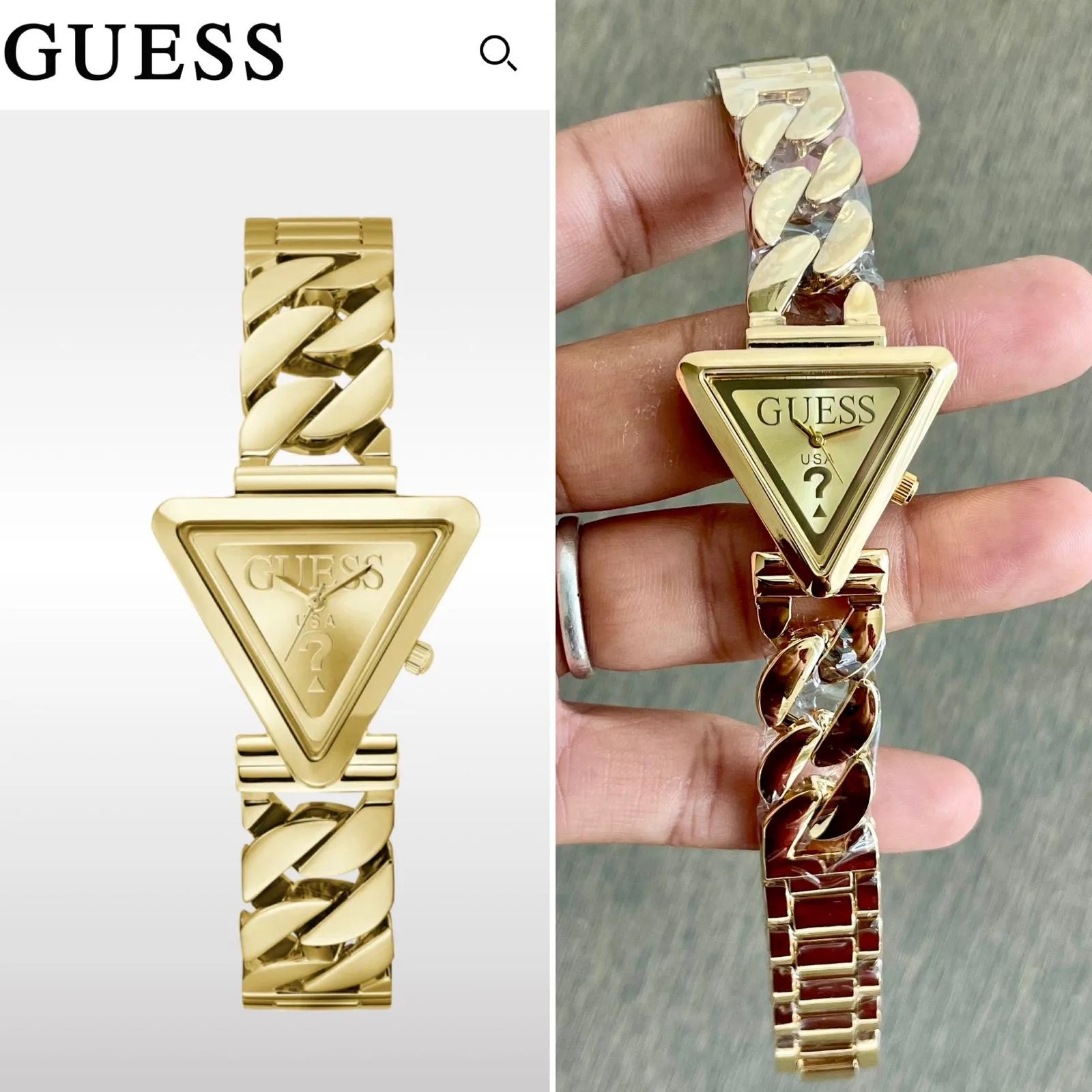 Guess Fame Gold-Tone Triangle Dial Quartz
