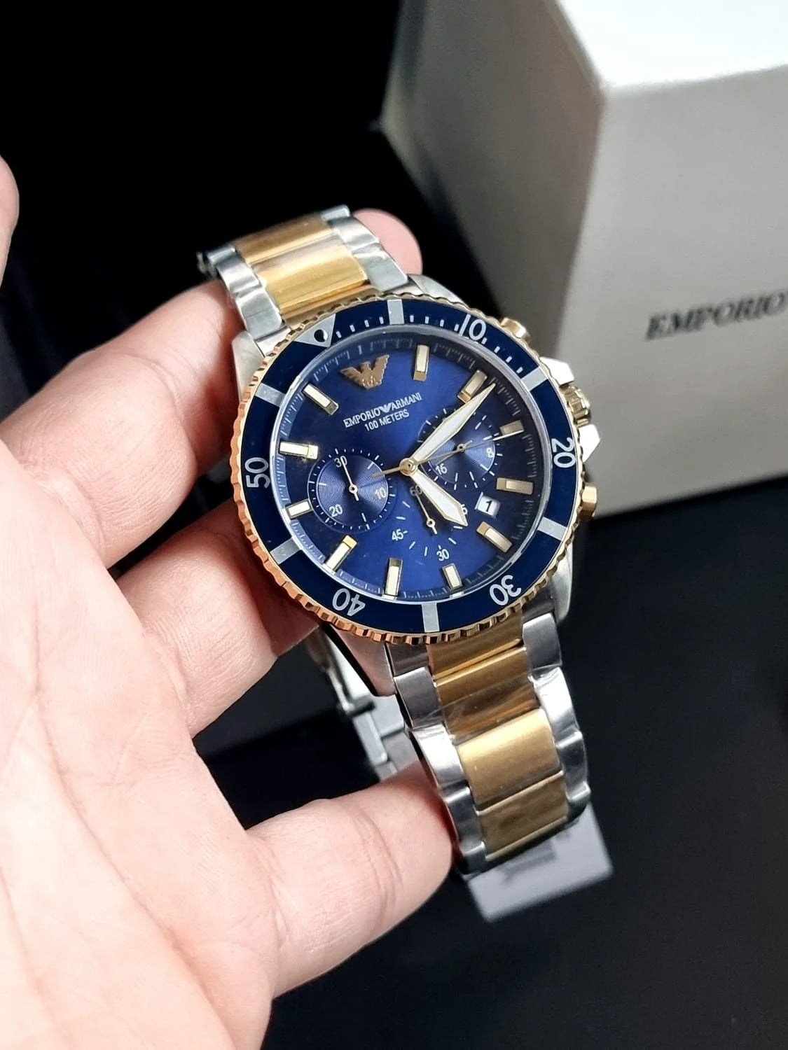 Emporio Armani Diver Blue/Gold toned steel 43 mm