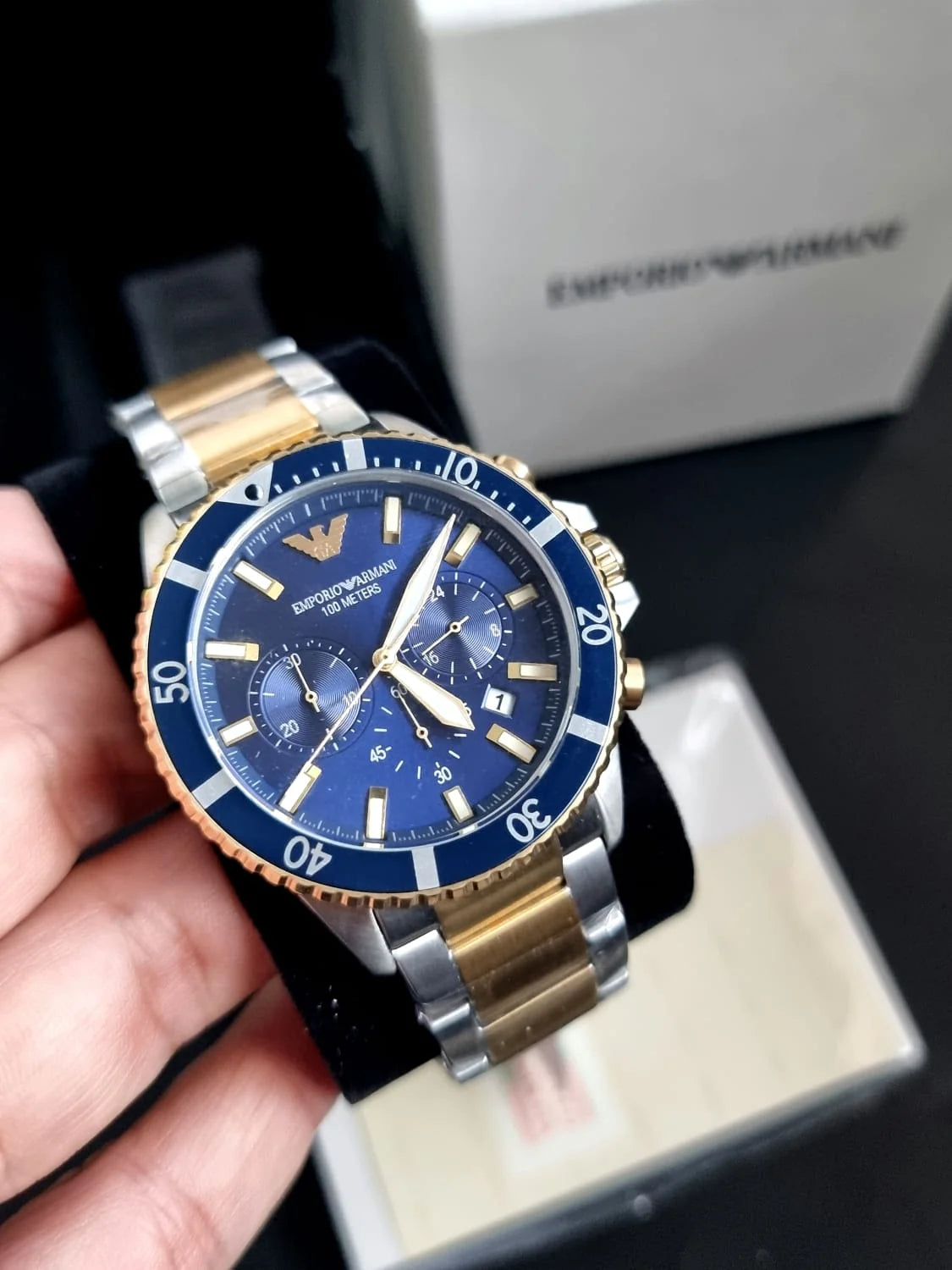Emporio Armani Diver Blue/Gold toned steel 43 mm