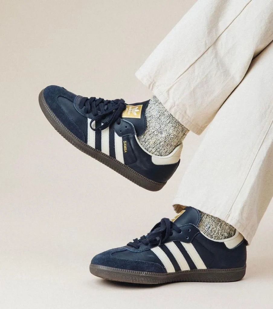 Adidas Samba Navy Leather Casual Sneakers Unisex