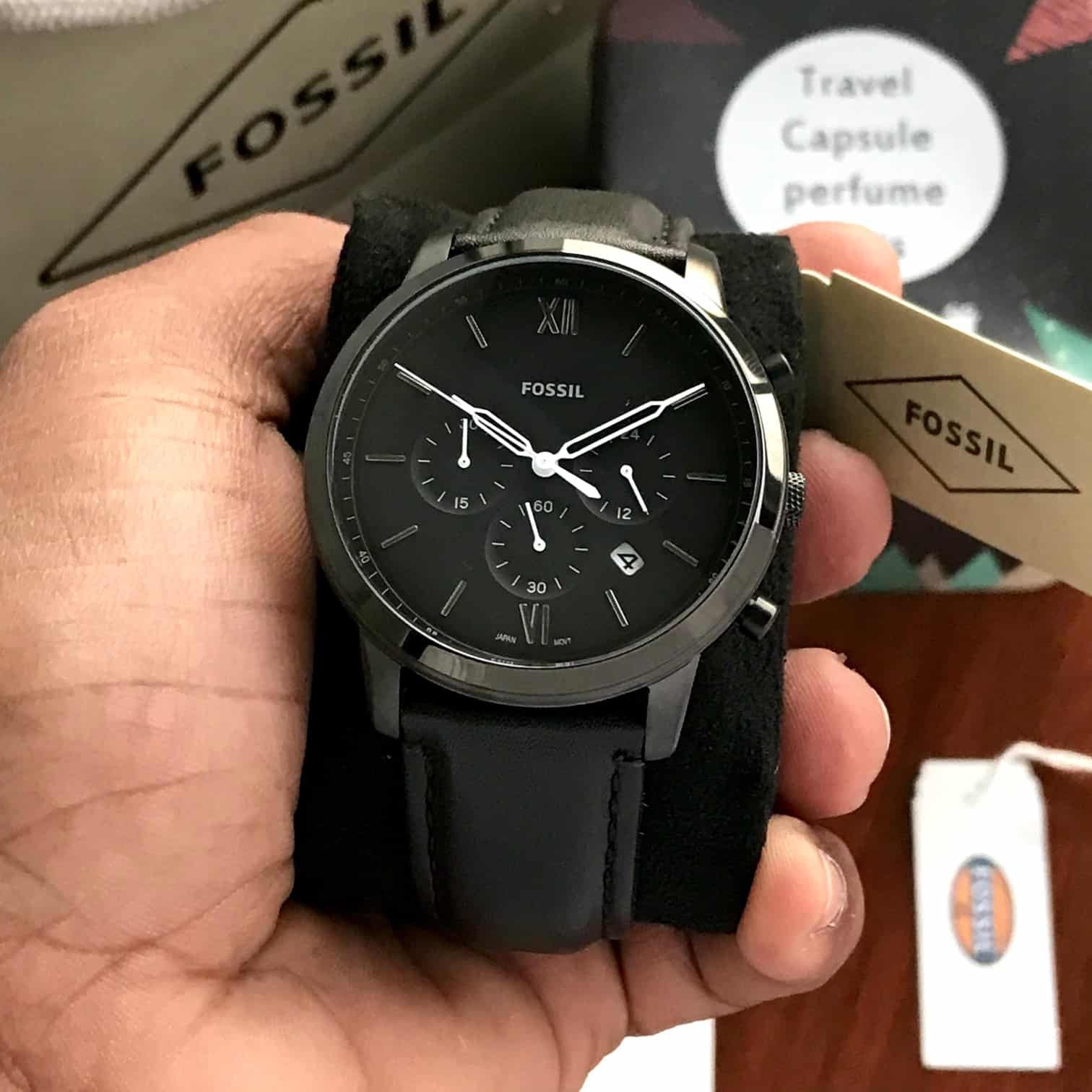 Fossil Neutra Chronograph Black Leather Mens Watch
