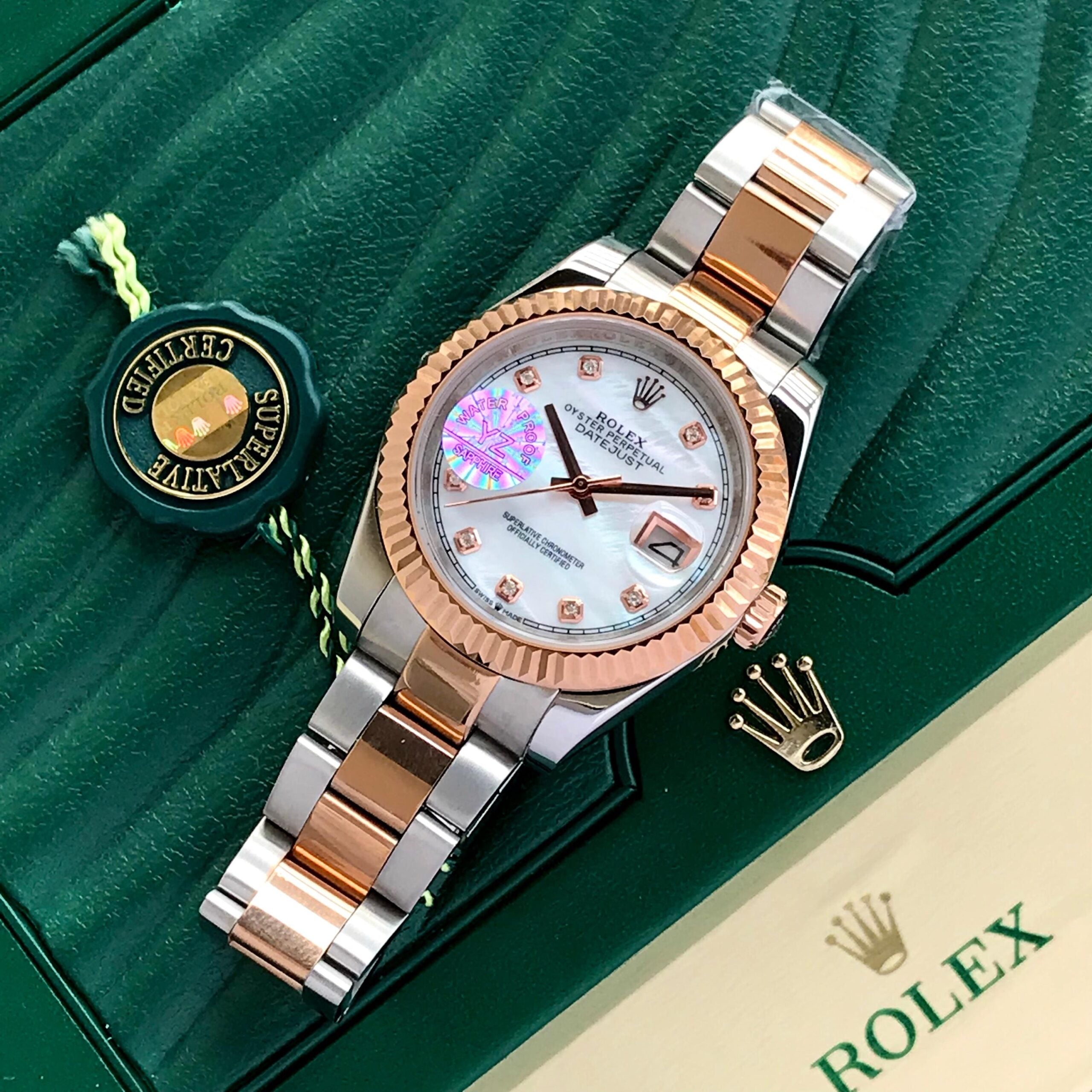 Rolex Date Just 41 Dimond Numbers Automatic Two Tone Mens Watch
