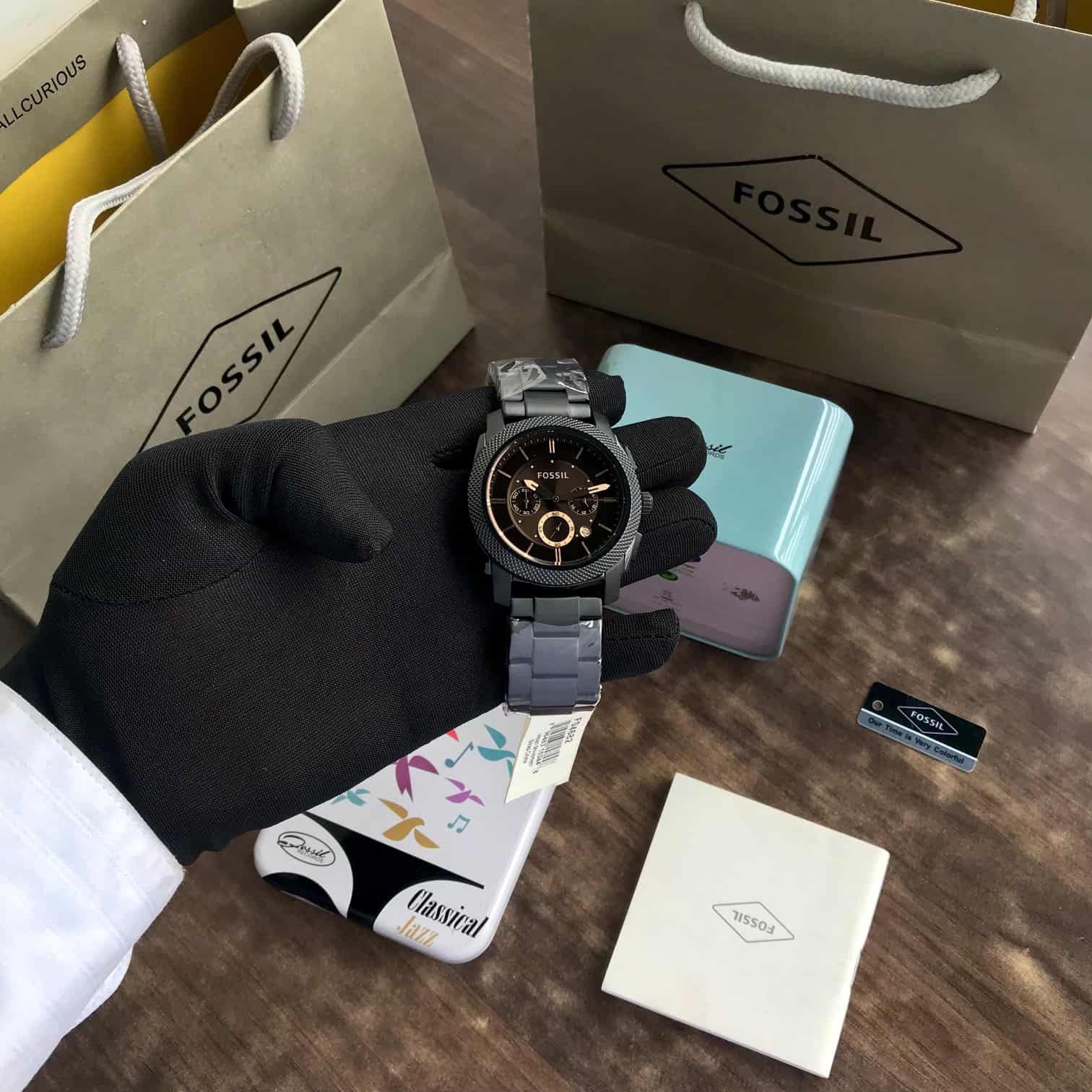 Fossil Japanese Brown Dial Stainless Steel Metal Chain Men’s Watch