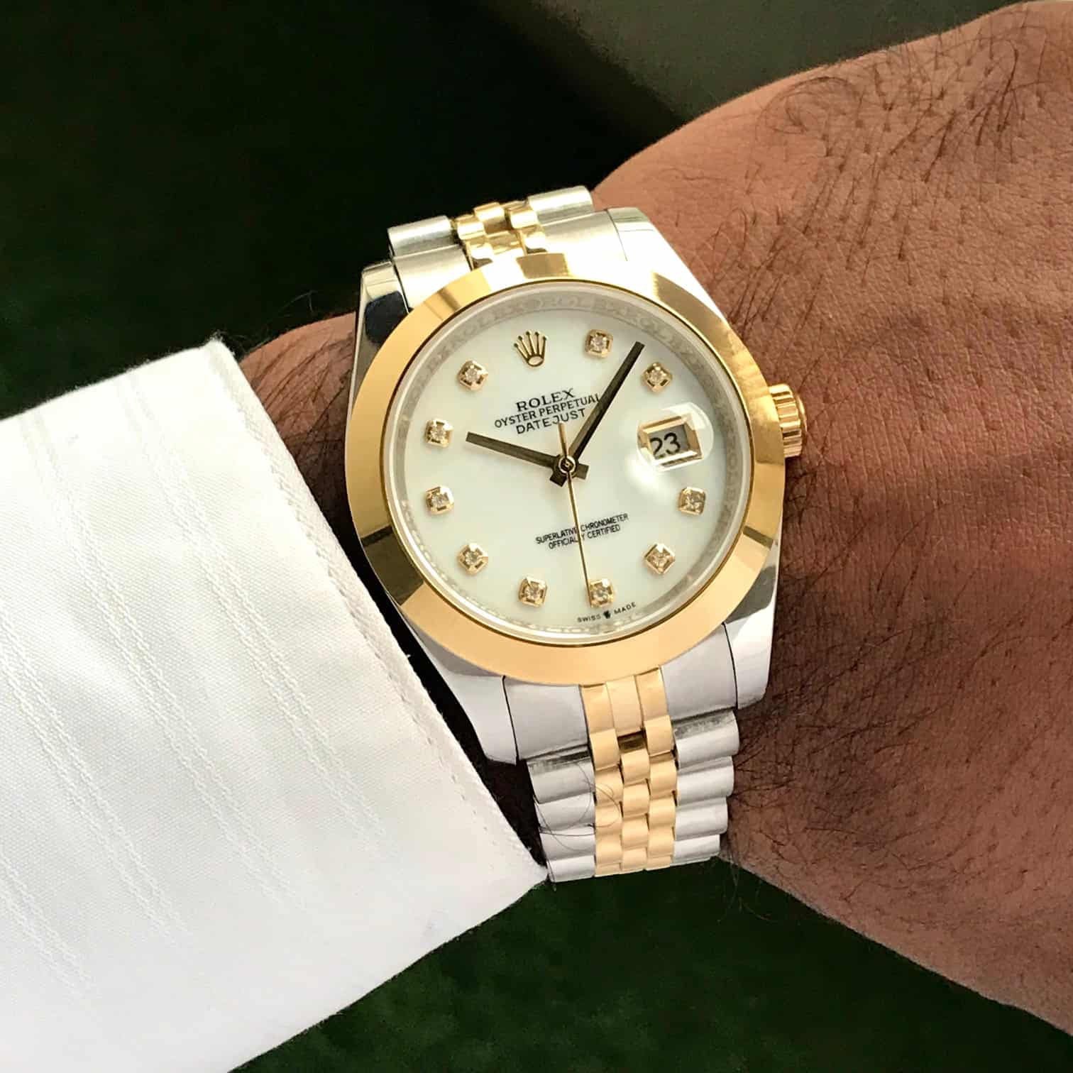 Rolex Date Just 41 Two Tone Jubli Chain White Dial Automatic Men’s Watch