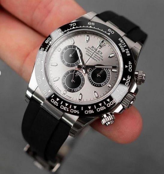 Rolex Daytona Silver Grey Dial Black Rubber Strap Automatic Men’s Watch