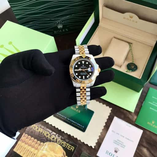 Rolex GMT-Master II With Black Ceramic Bezel Yellow Gold Japanese Automatic Mens Watch