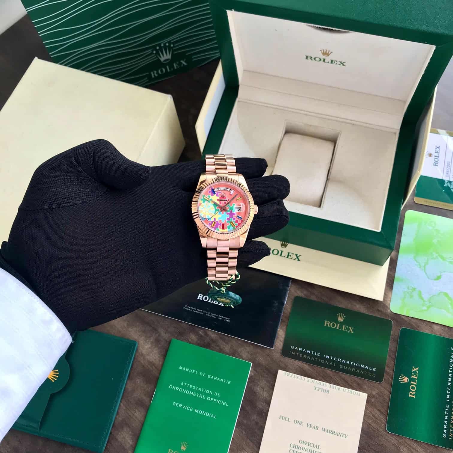 Rolex Day-Date Puzzle Dial Swiss Automatic Mens Watch