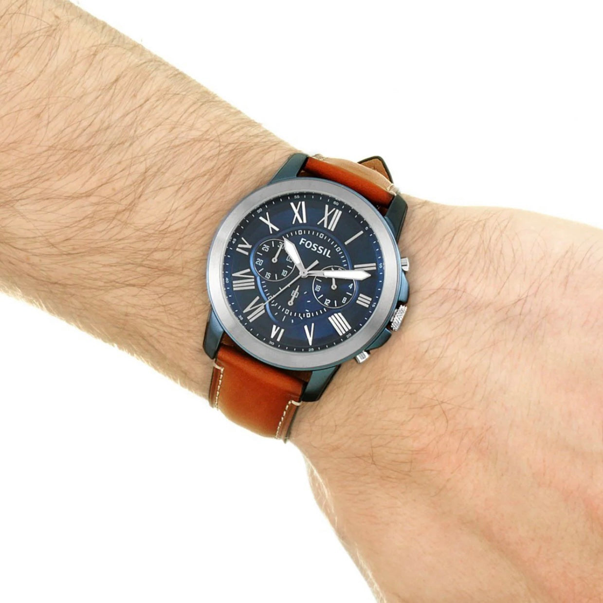 Fossil Grant Quartz Stainless Steel and Leather Chronograph Mens Watch