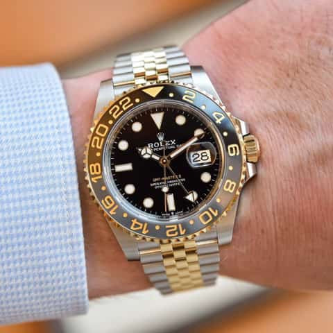 Rolex GMT-Master II With Black Ceramic Bezel Yellow Gold Japanese Automatic Mens Watch