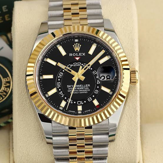 Rolex SkyDweller Black Dial Two Tone Jubli Chain Automatic Men’s Watch