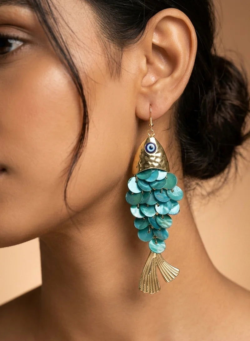 Blue Fish Earring
