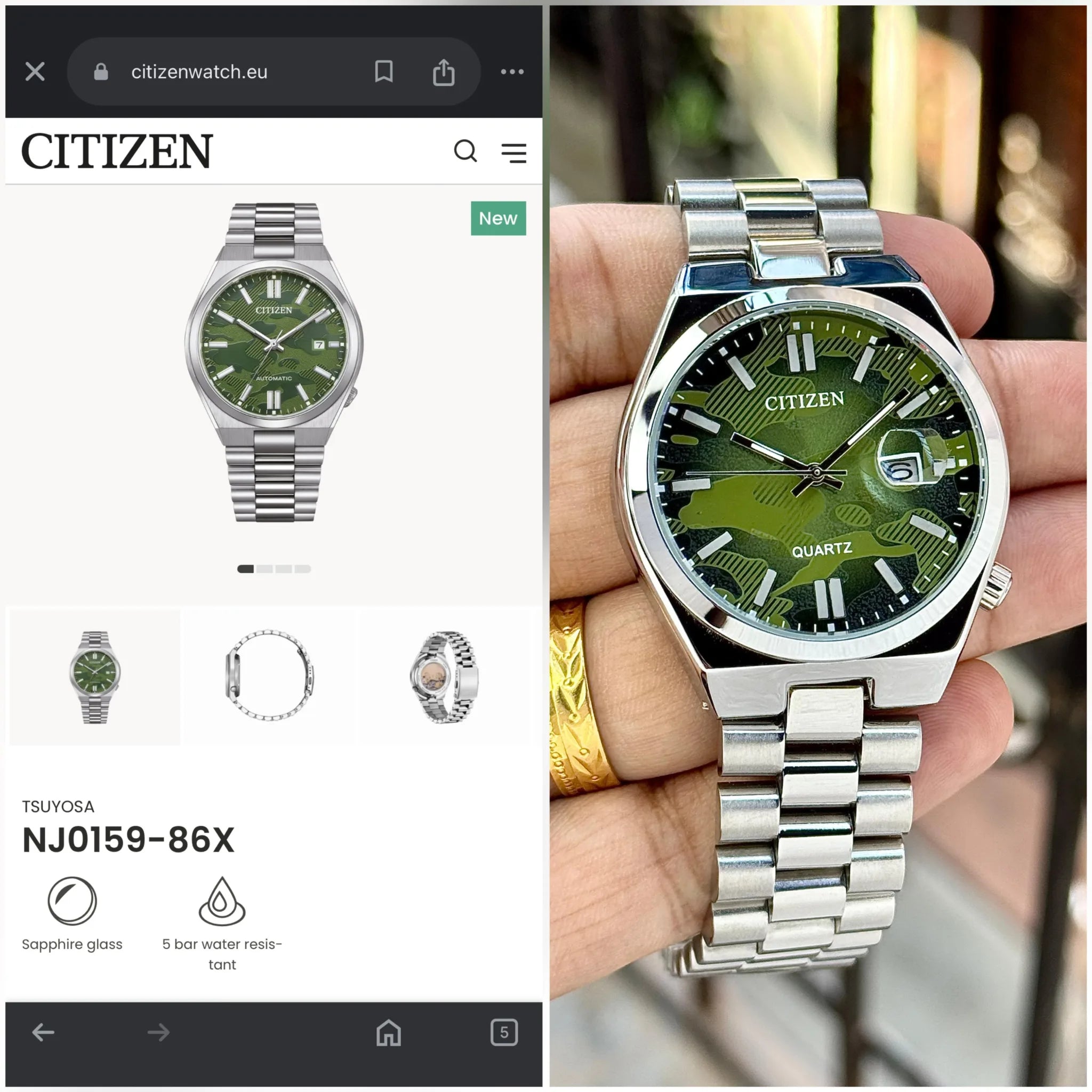 Citizen Tsuyosa Green Camouflage Dial