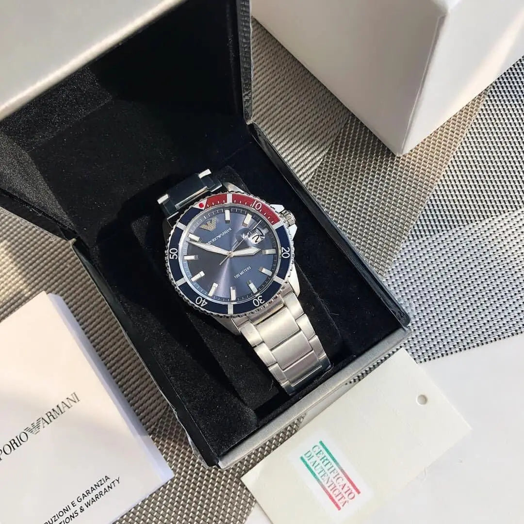 Emporio Armani Men’s Analog Dress Watch with Tachymeter & Date – 42mm