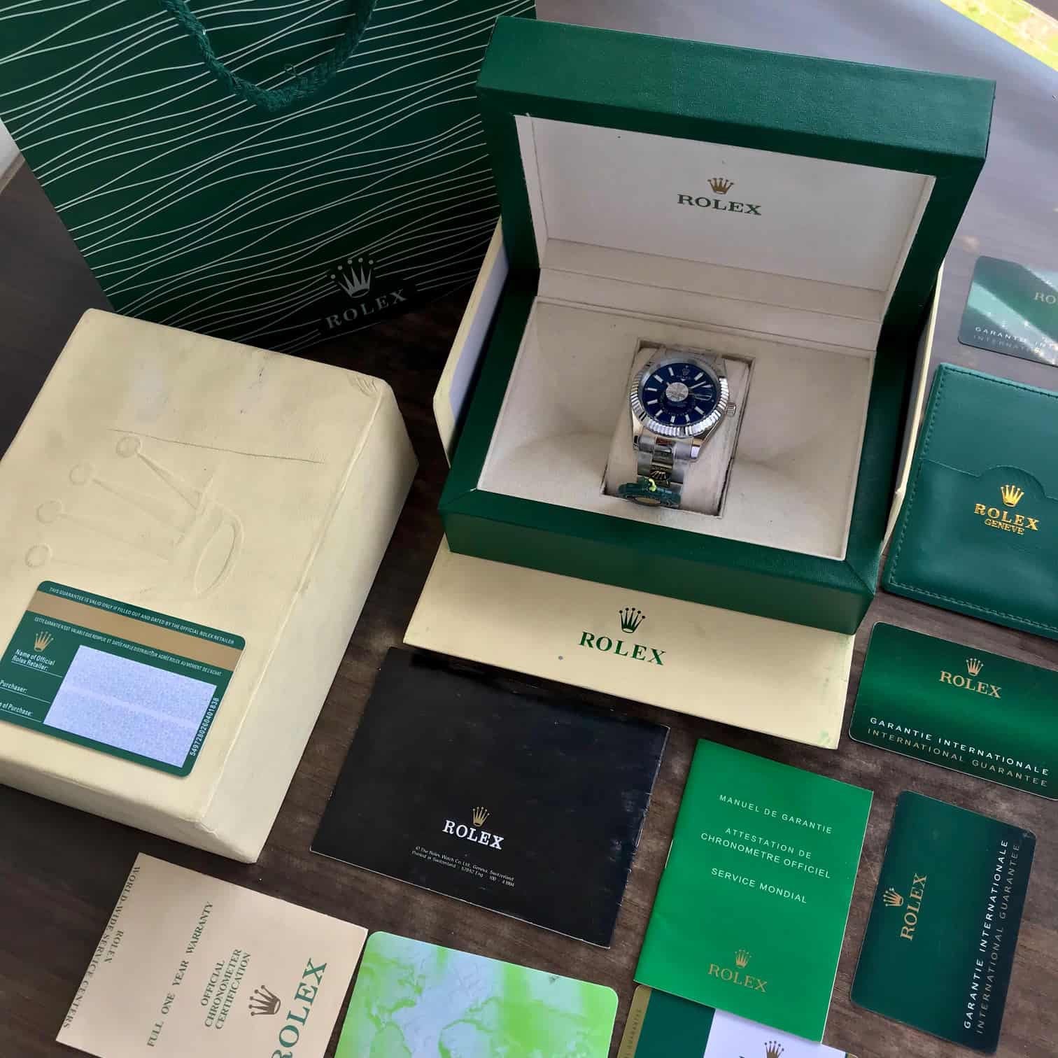 Rolex SkyDweller Silver Blue Dial Jubli Chain Automatic Men’s Watch