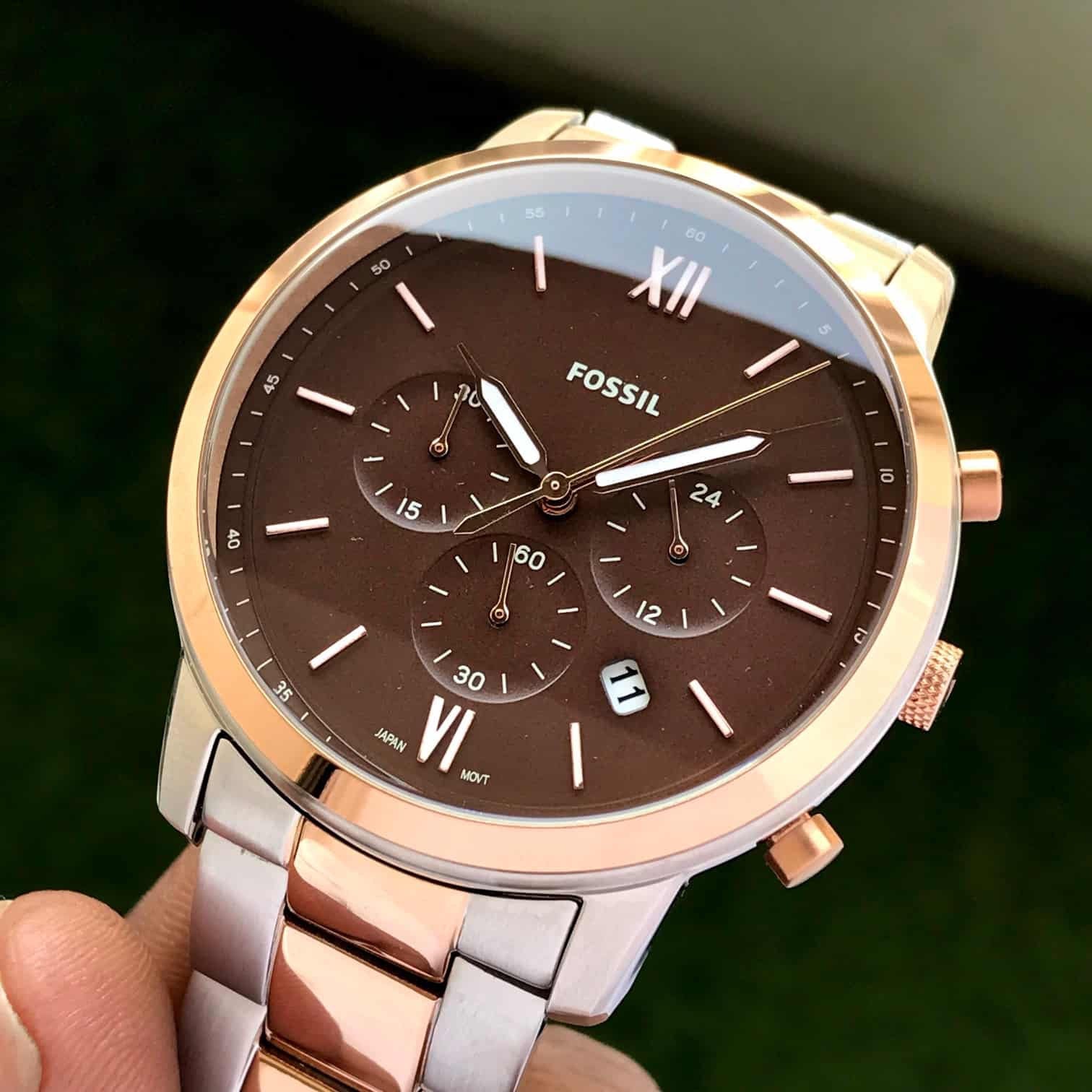 Fossil Men’s Two Tone Two Tone Brown Dial Chronograph Mens Watch