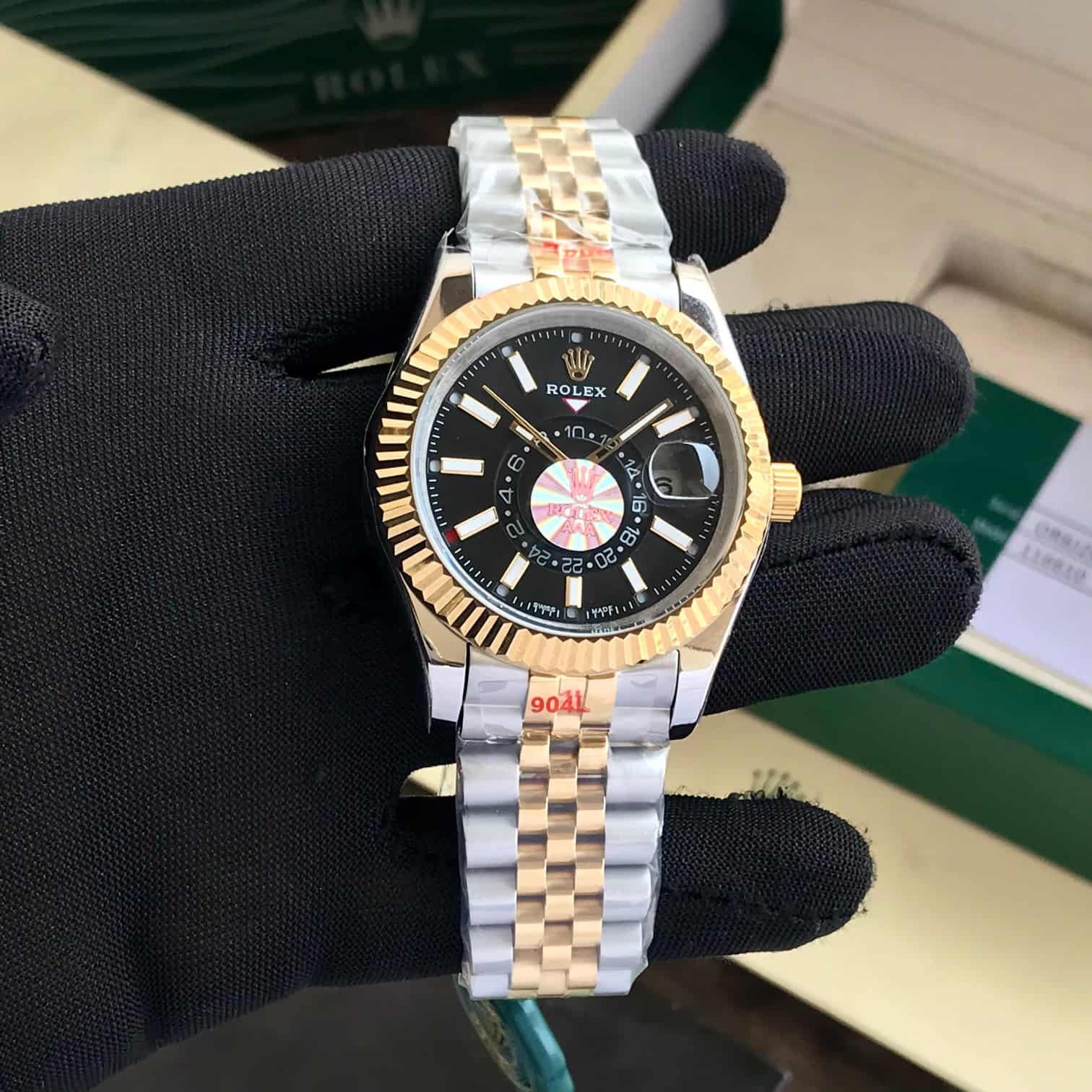 Rolex SkyDweller Black Dial Two Tone Jubli Chain Automatic Men’s Watch