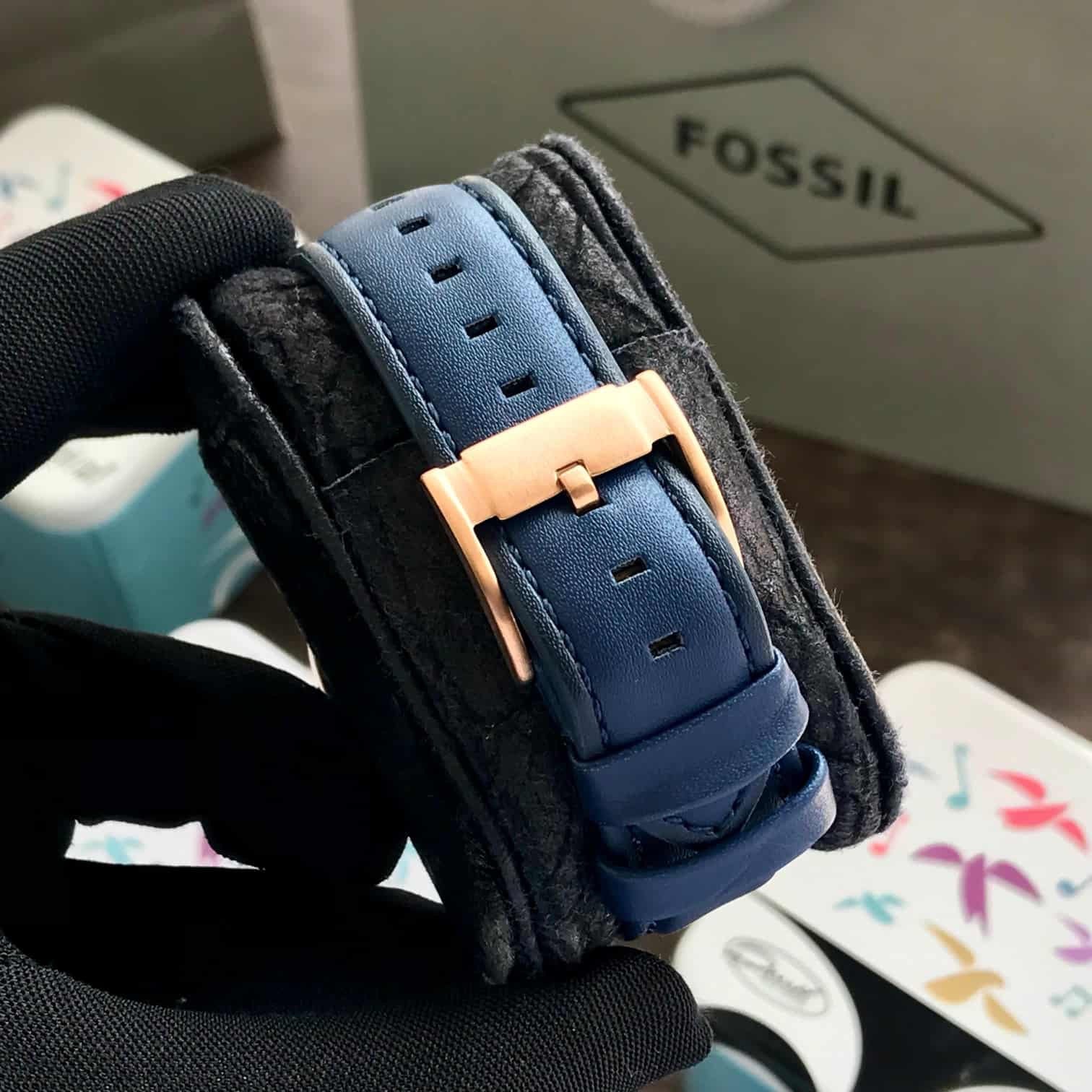 Fossil Grant Chronograph Rosegold Blue Mens Watch
