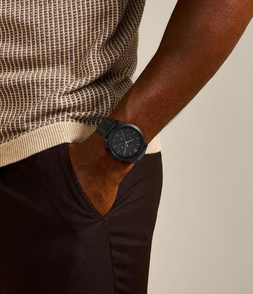 Fossil Neutra Chronograph Black Leather Mens Watch