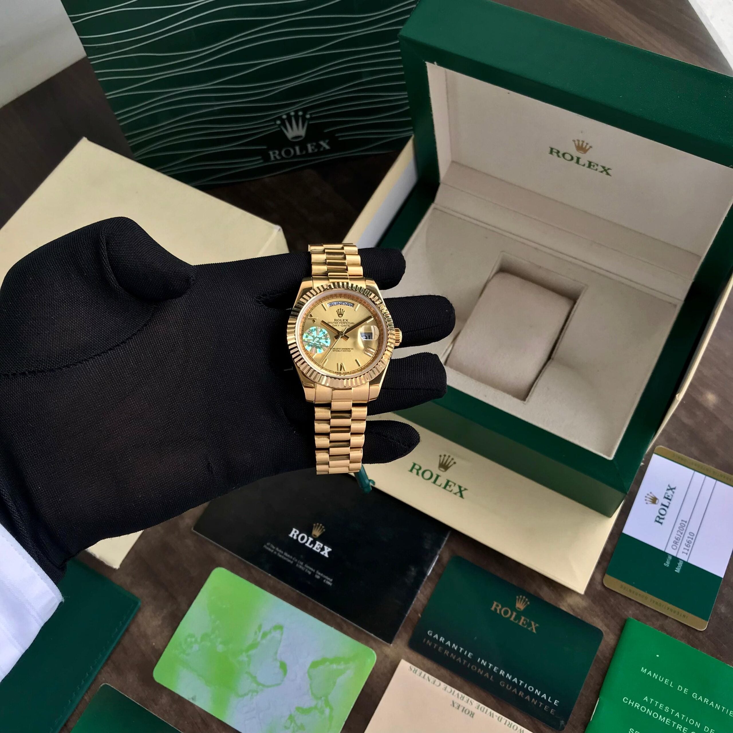 Rolex Day Date 41 Gold Tone Gold Dial Japanese Automatic Mens Watch