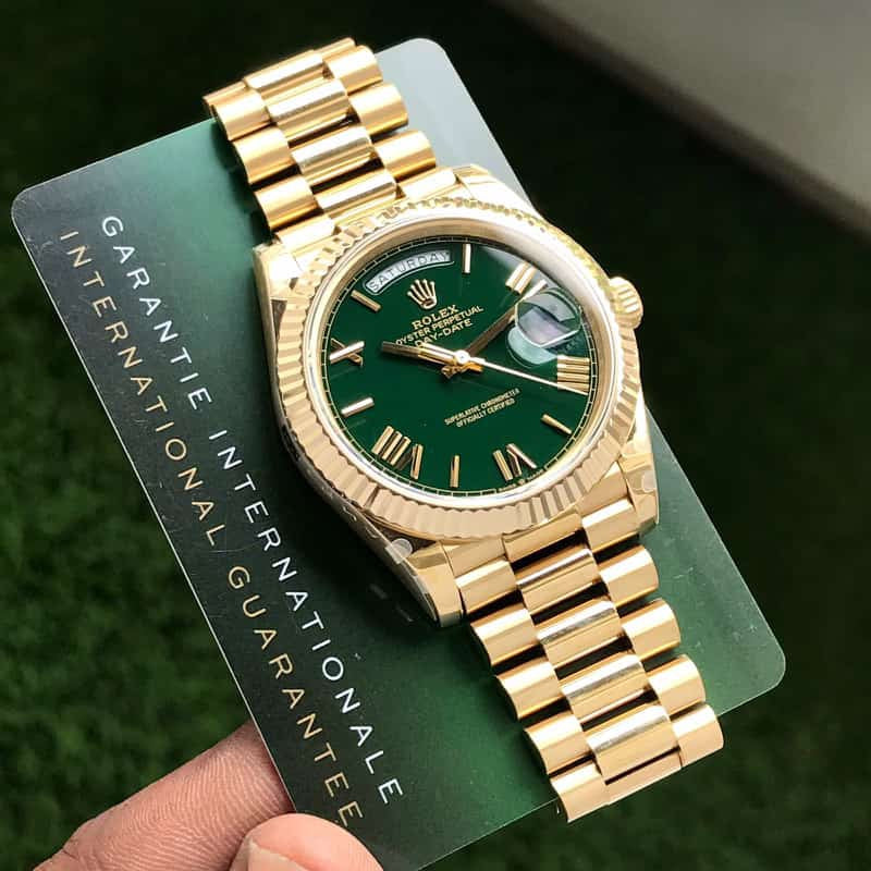 Rolex Day-Date 40 Yellow Gold Green dial Swiss ETA Machinery Mens Watch