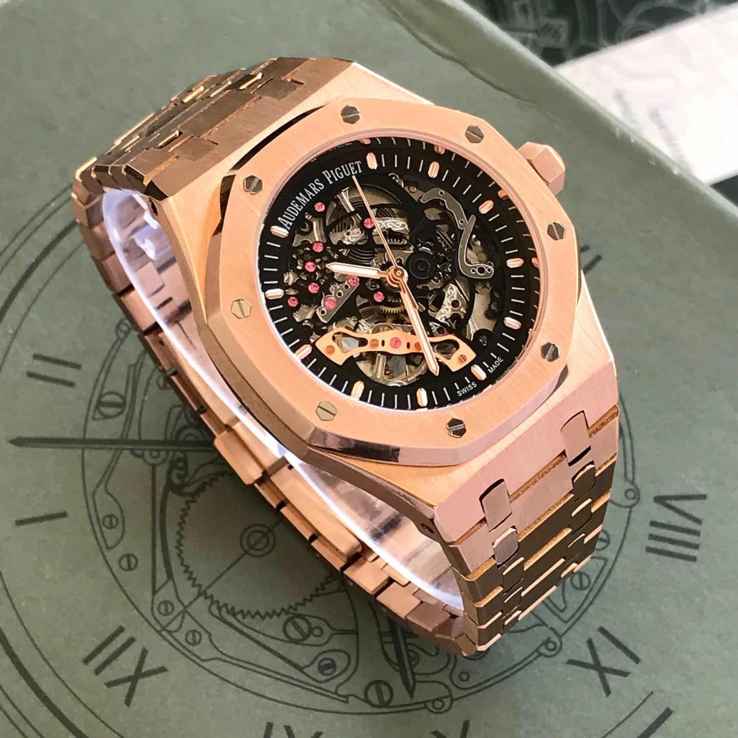 Audemars Piguet Royal Oak Rose Gold 41mm Double Balance Wheel Openwork Skeleton Dial Automatic Men’s Watch