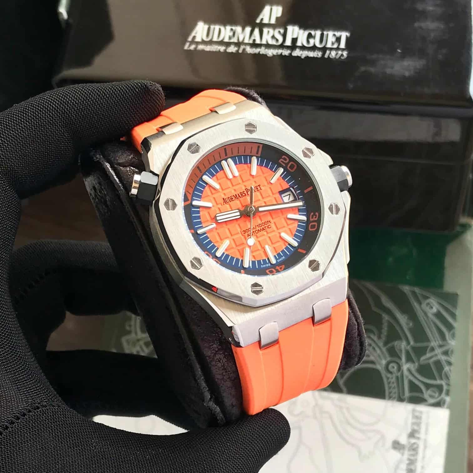 Audemars Piguet Royal Oak Offshore Stainless Steel Orange Dial Automatic Mens Watch