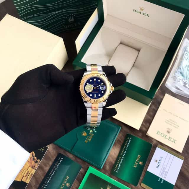 Rolex Yachtmaster Japanese Two Tone Gold & Blue Dial Mens Watch