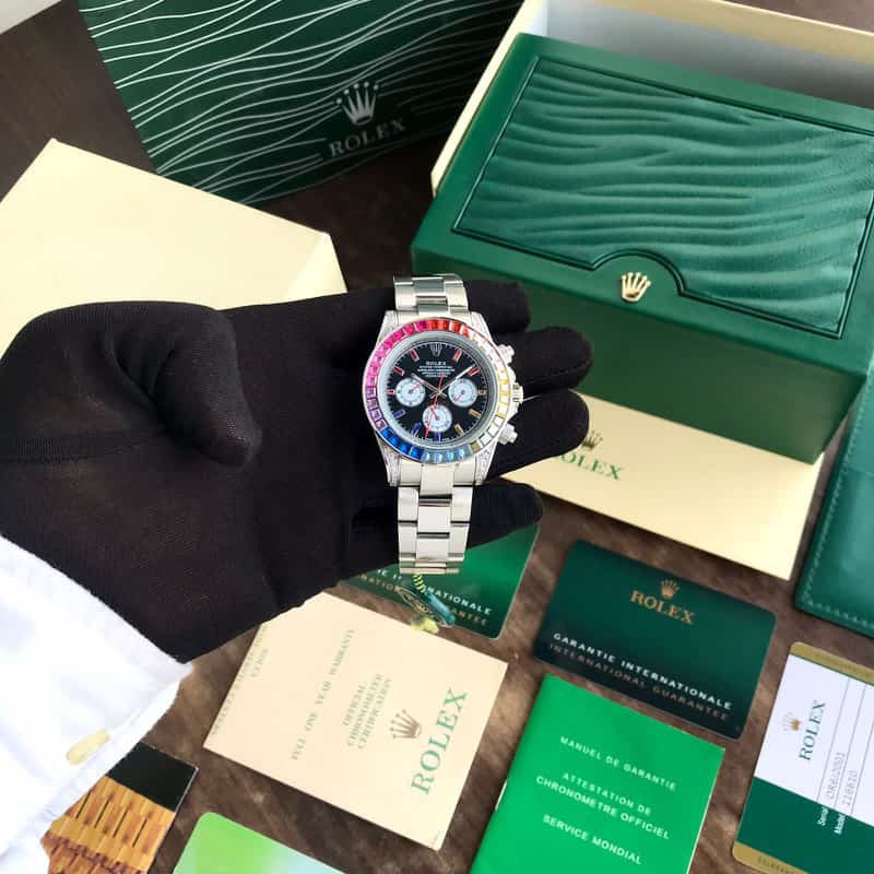 Rolex Daytona Rainbow Stainless Steel Japanese Automatic Mens Watch