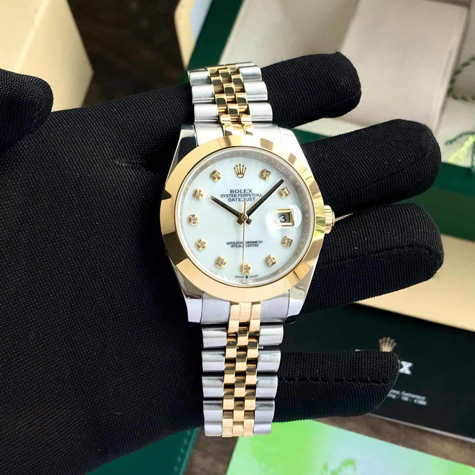 Rolex Date Just 41 Two Tone Jubli Chain White Dial Automatic Men’s Watch