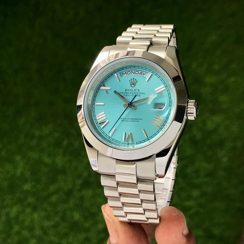 Rolex Day Date 41 Stainless Steel Sky Blue Dial Japanese Master Quality Men’s Watch